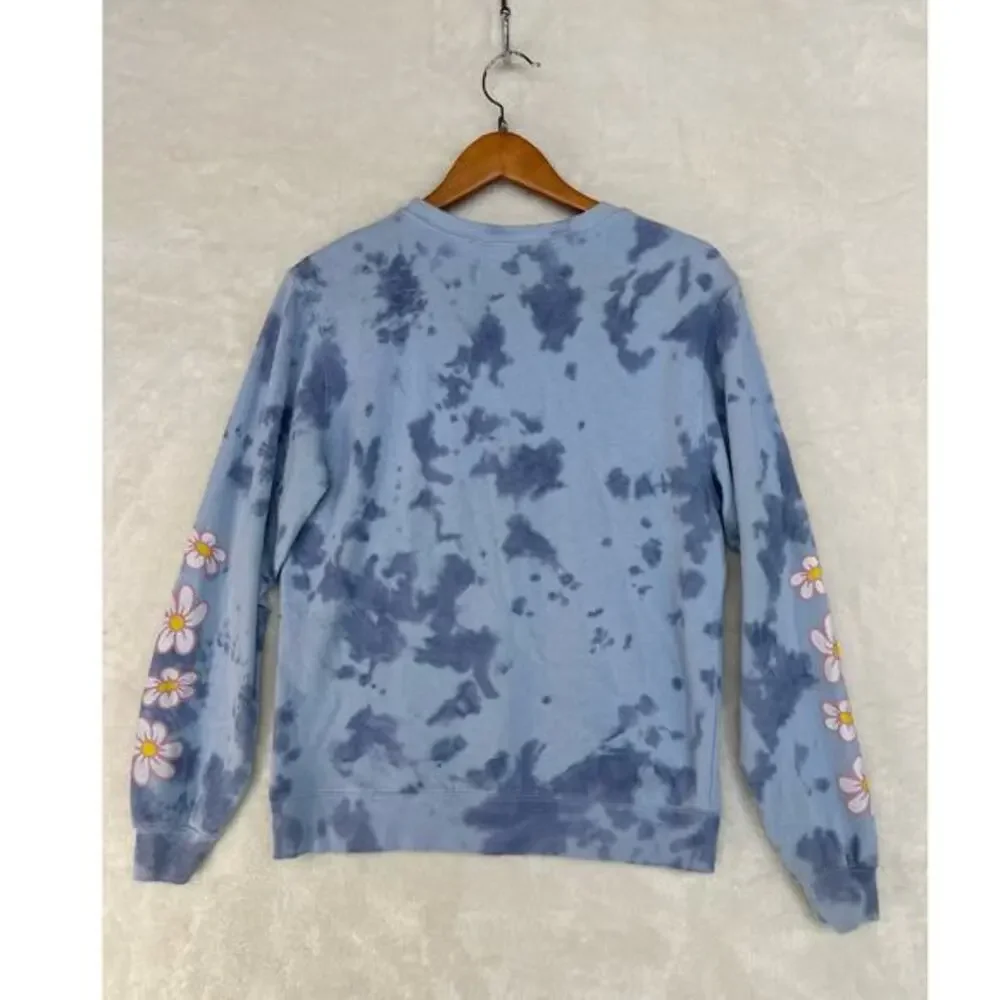 Lisa Simpson Nature Lover Graphic Pullover Sweatshirt Womens MEDIUM Blue Tie-Dye